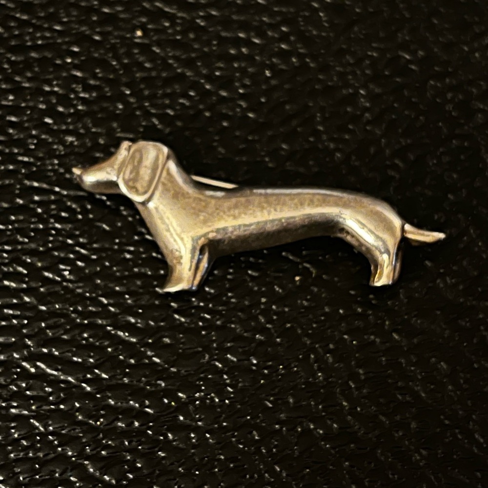 Silver Dog Dachshund Brooch